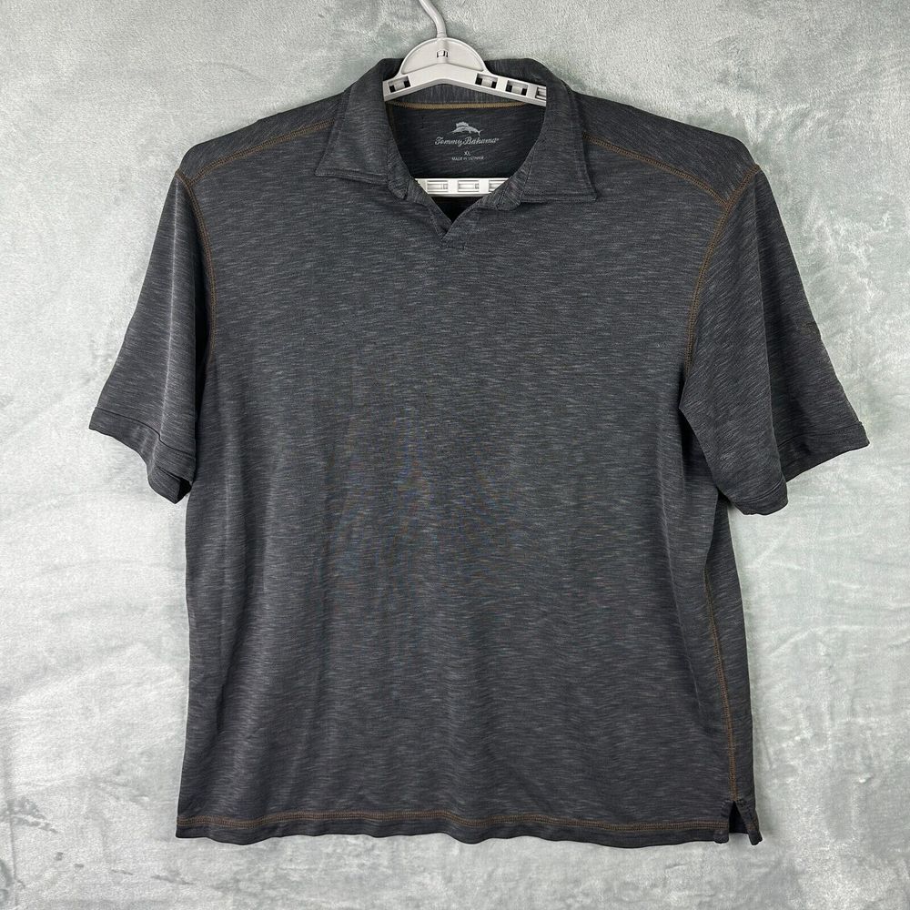 tommy bahama polo shirt mens XL gray short sleeve*